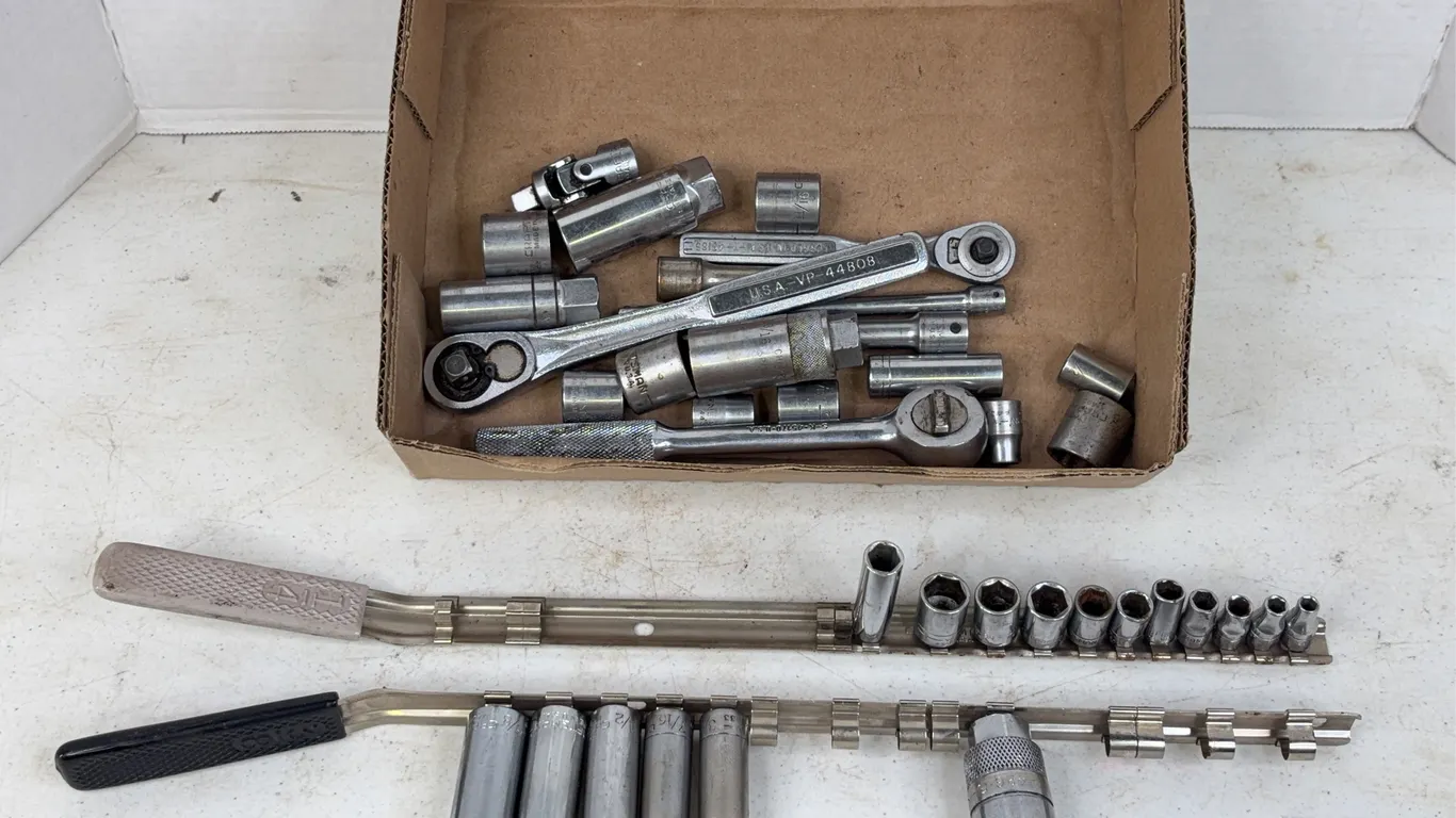Craftsman and S-K Socket Set With Ratchets and Storage Rails