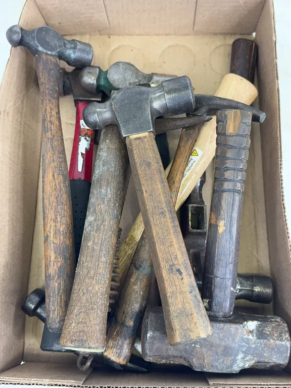 Assorted Hand Hammers Including Ball Peen Claw and Sledge