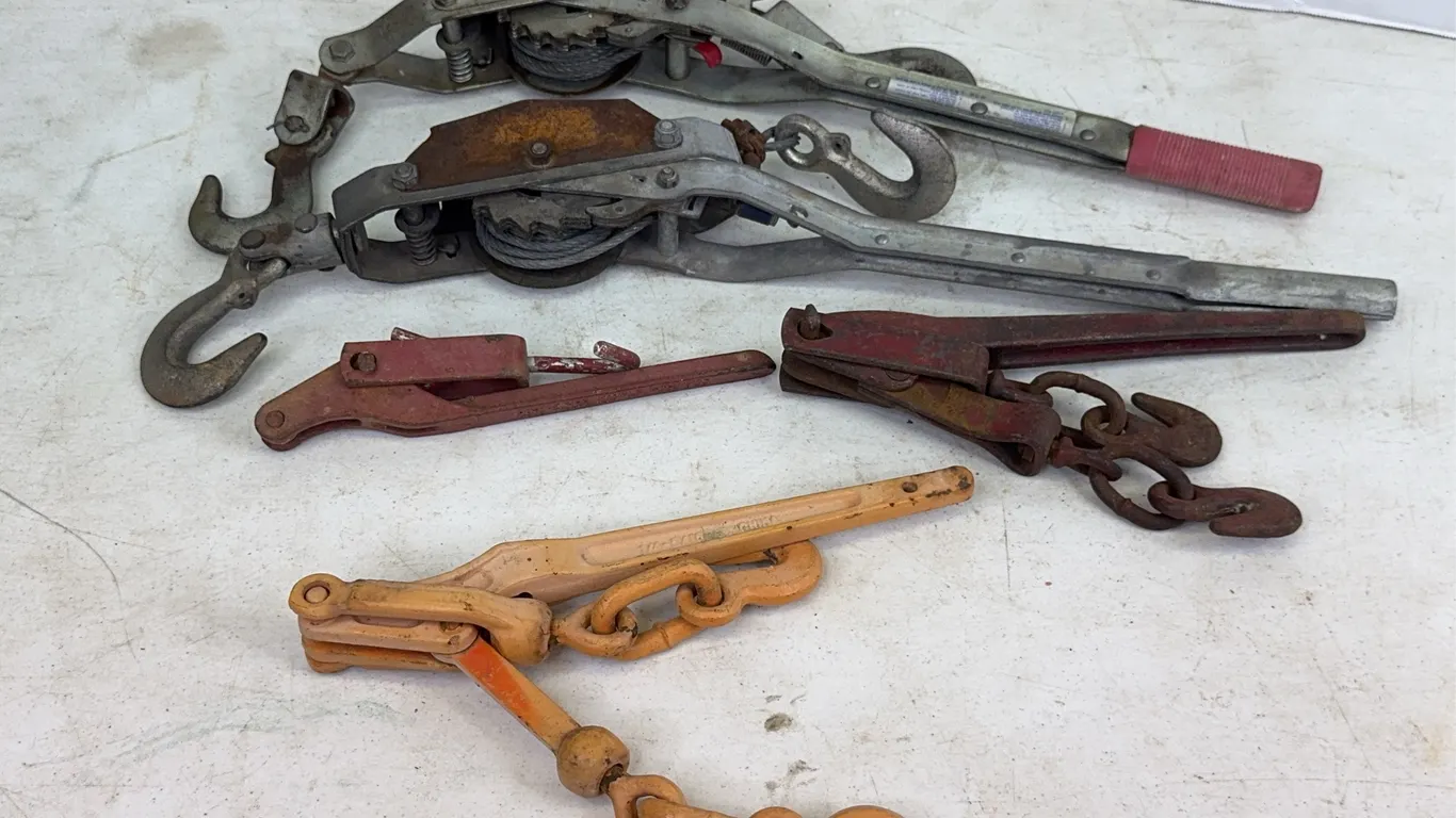 Lug-All Cable Hoists and Lever Chain Load Binders Lot