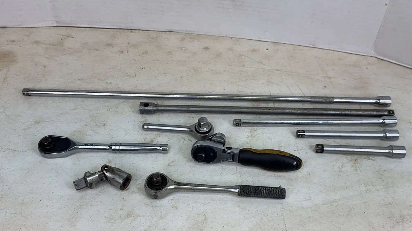 Assorted Ratchets Socket Extension Bars and Universal Joint Lot