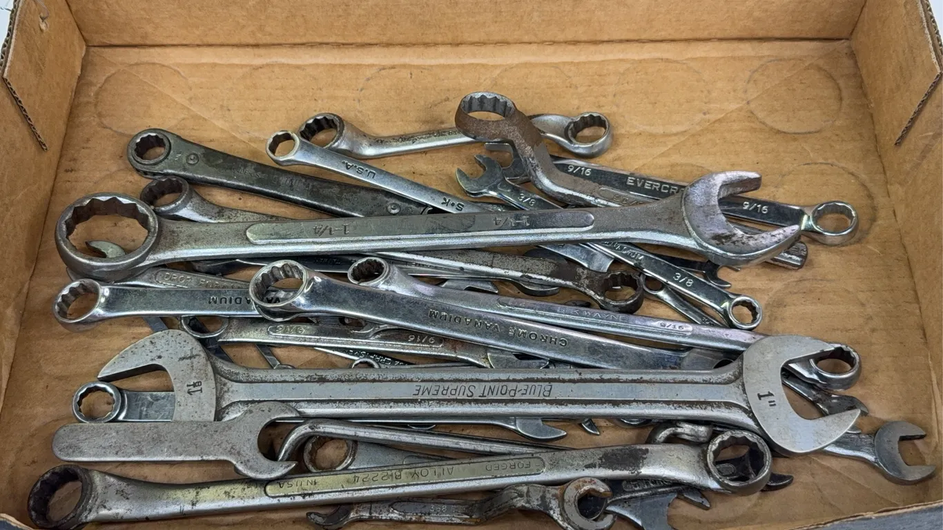 Assorted Mechanic Wrenches Featuring Blue-Point Supreme and S-K