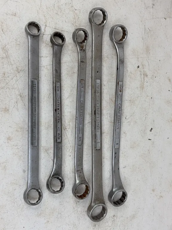 Five Craftsman Double Box End SAE Mechanics Wrenches