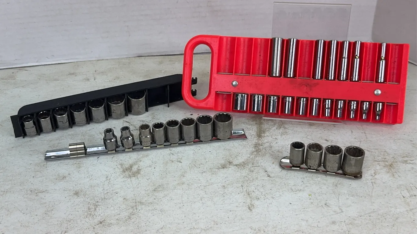 Assorted Craftsman USA Socket Sets with Trays and Rails