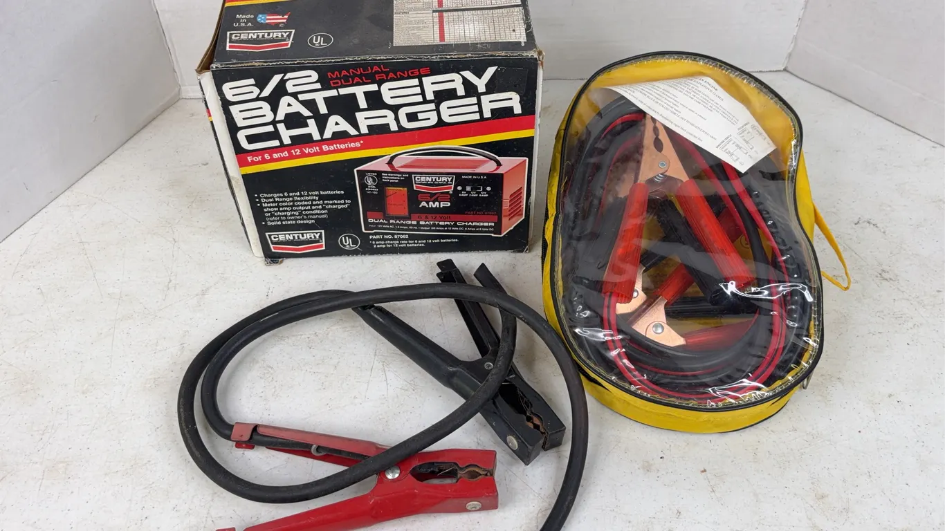 Century Dual Range Battery Charger With Jumper Cables