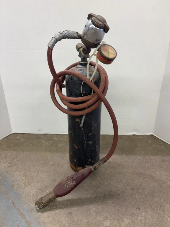 Prest-O-Lite Acetylene Gas Tank Cylinder with Torch and Regulator