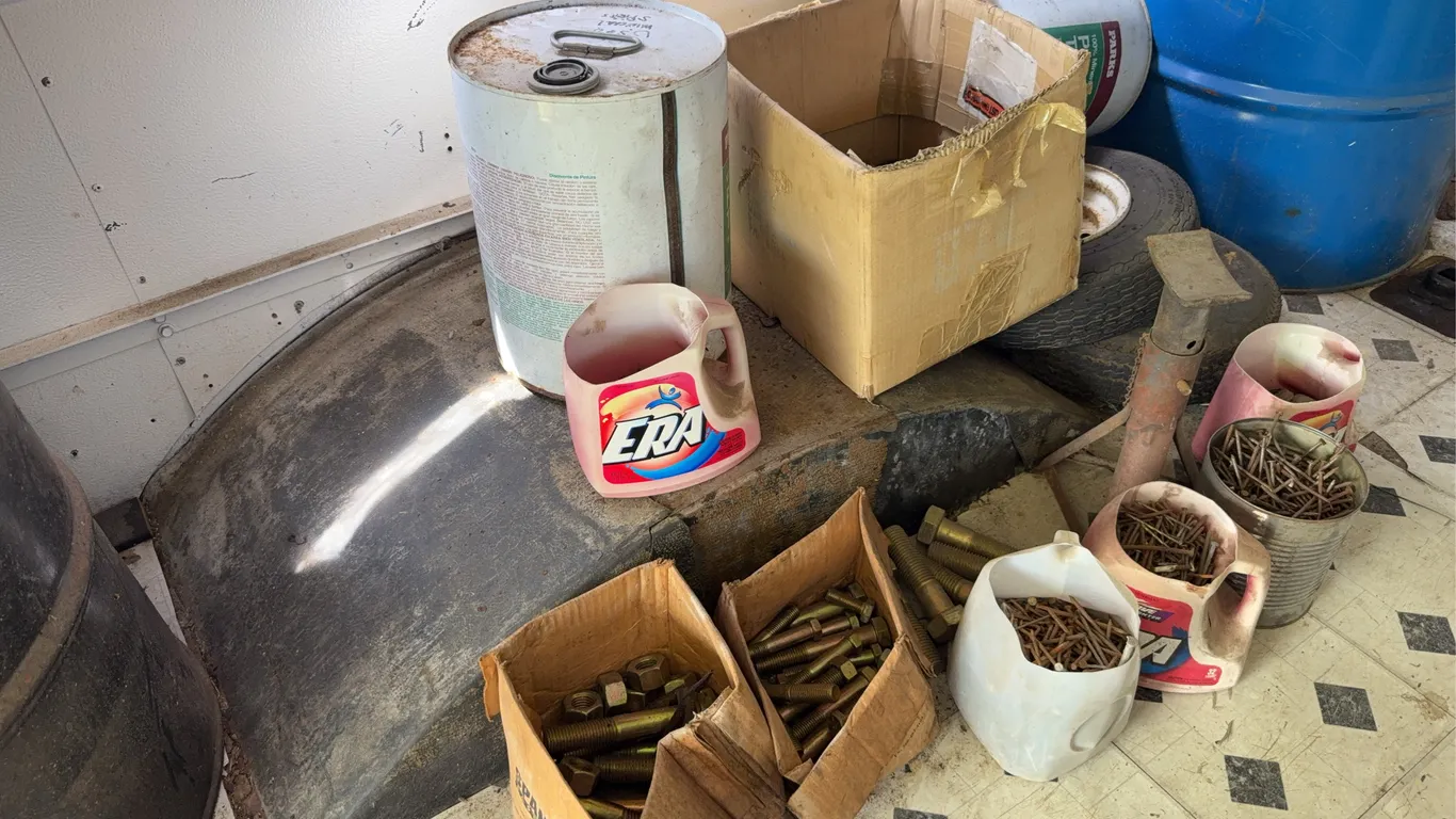 Trailer Tires Jack Stand Fasteners and Solvents Garage Utility Lot