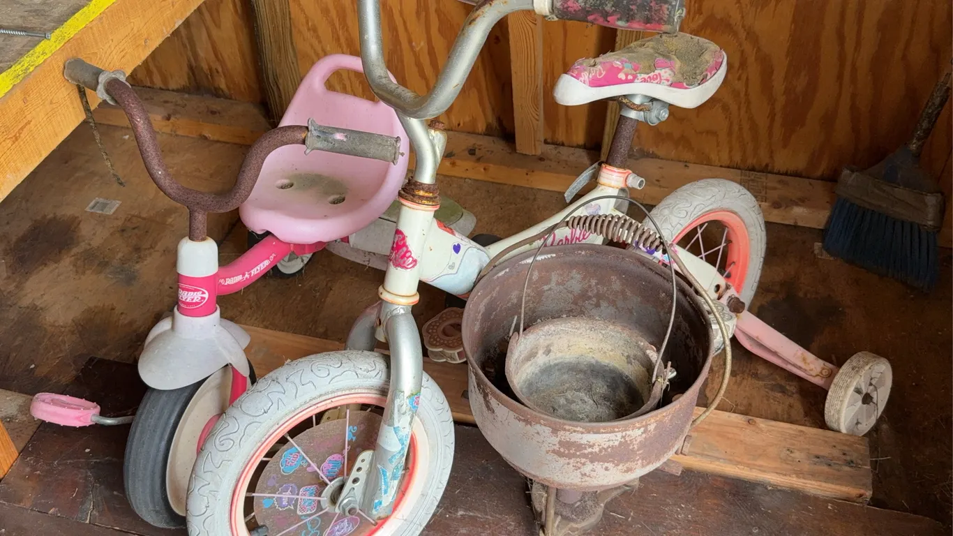 Radio Flyer Trike Barbie Bicycle and Cast Iron Melting Pot Furnace Lot