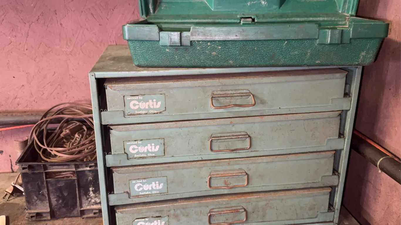 Curtis Metal Tool Cabinet with Specialty Hand Tools and Drill Bits