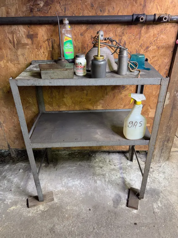 Industrial Two Tier Metal Utility Cart With Workshop Accessories