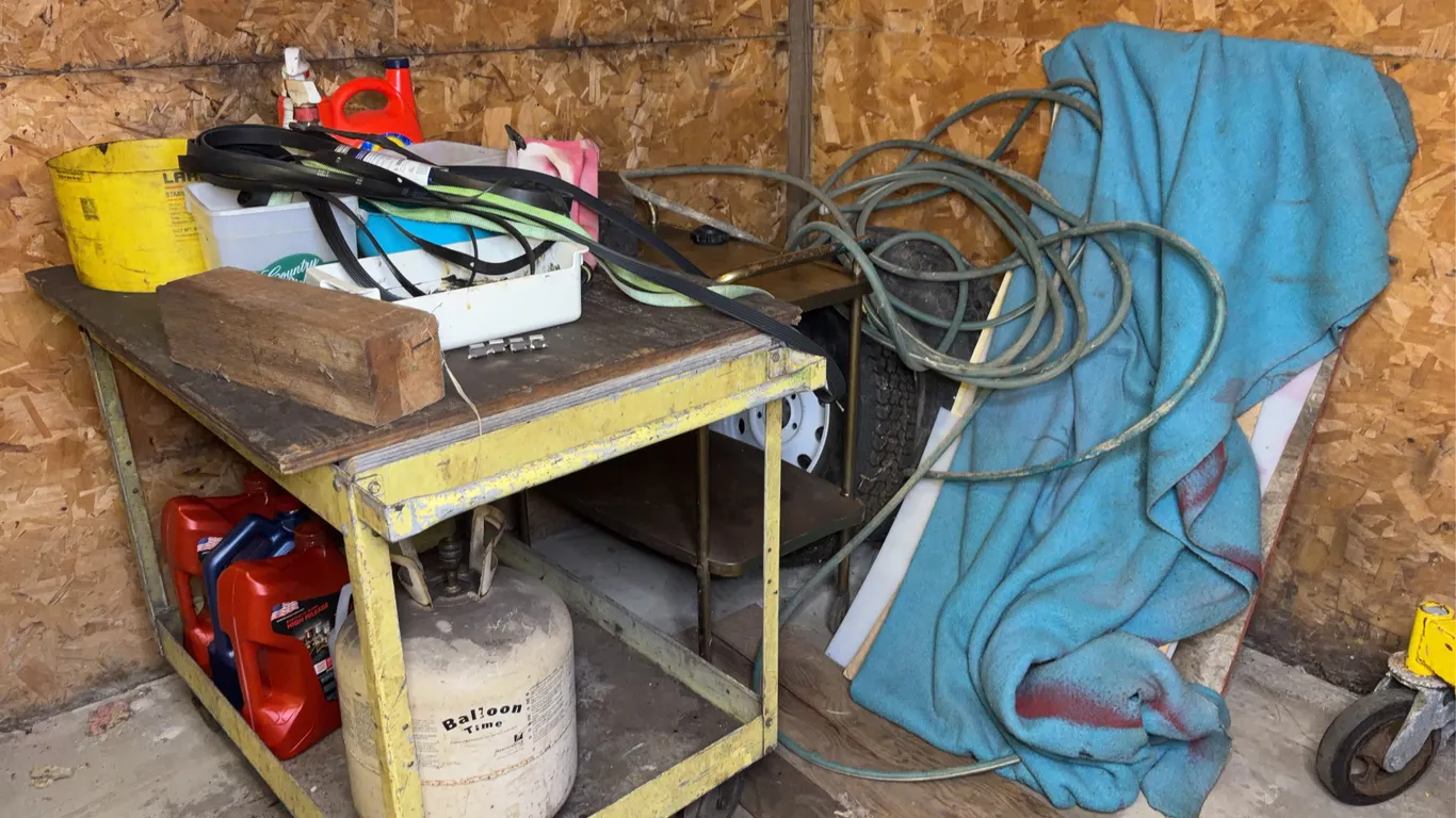 Industrial Rolling Utility Cart With Garage Contents And Tires