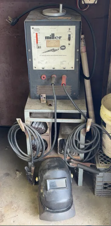 Miller Thunderbolt 225V AC Arc Welder with Helmet Stand and Rods