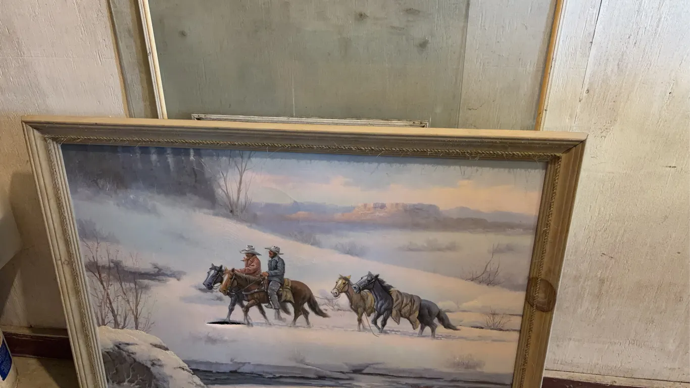 Western Winter Landscape Framed Print with Picture Frames and Glass Panels