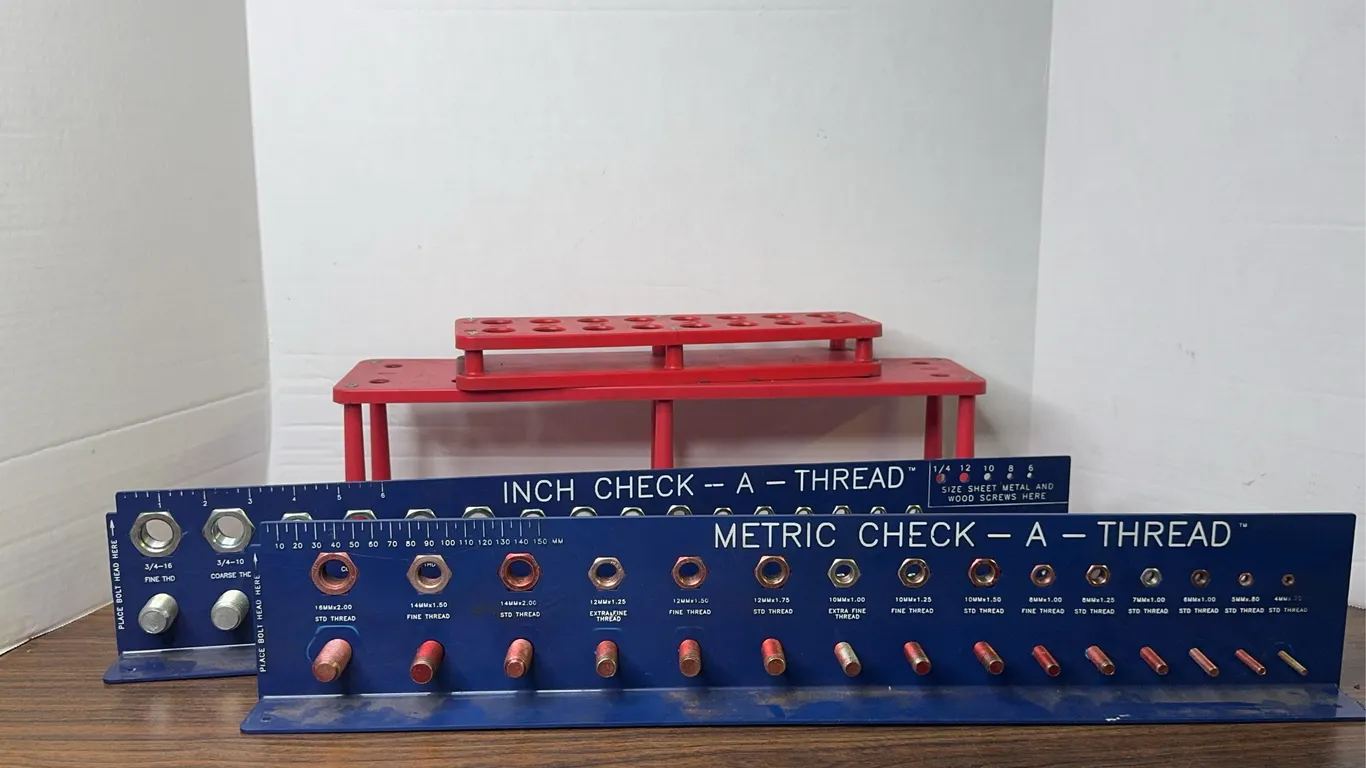 Check-A-Thread Metric and Inch Bolt Gauges with Red Organizers