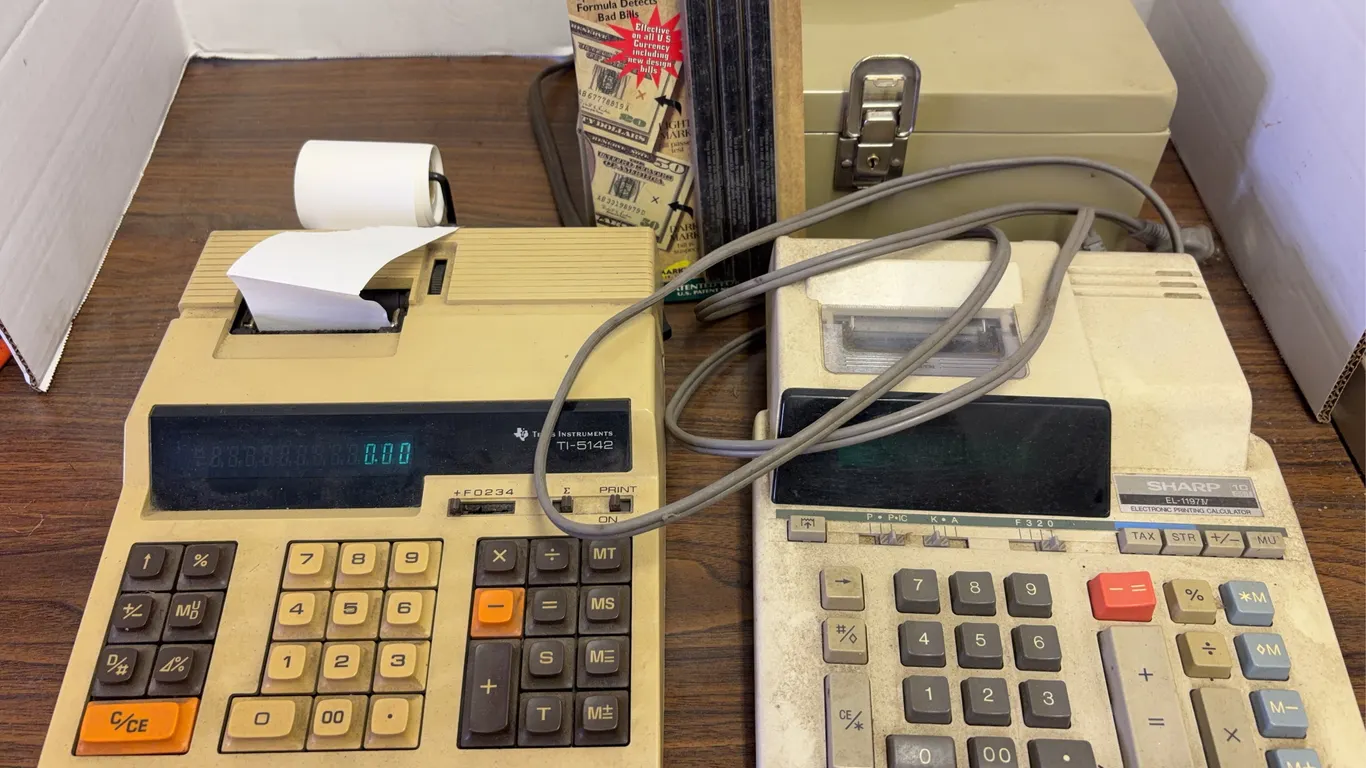 Texas Instruments TI-5142 and Sharp EL-1197IV Printing Calculators Lot