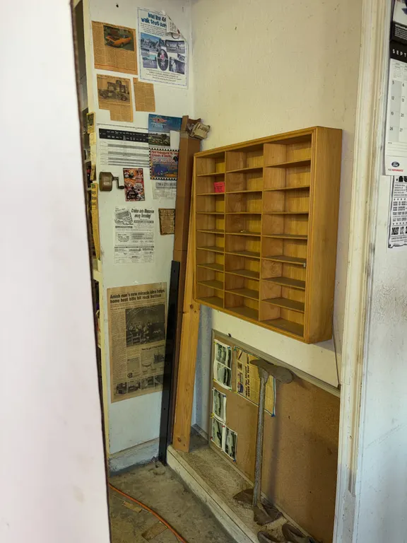 Wall Mount Wooden Cassette Display Shelf with Shop Ephemera