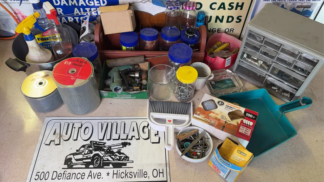 Workshop Hardware Organizers Towing Sign and Media Mixed Lot