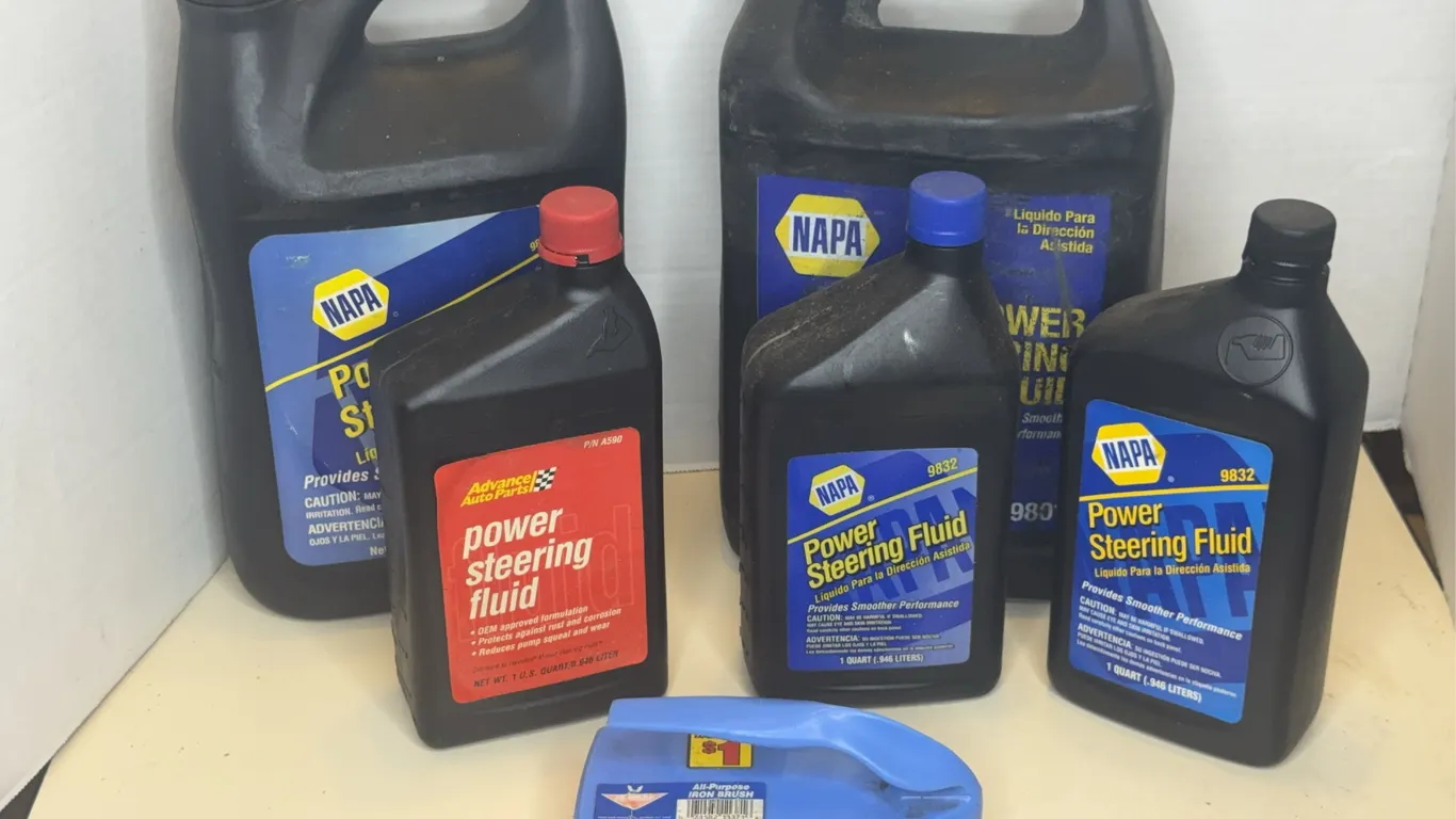 Assorted Automotive Power Steering Fluids with All-Purpose Scrub Brush