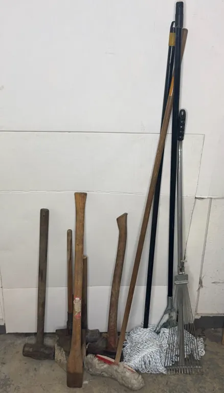 Assorted Utility Hand Tools and Cleaning Implements Lot