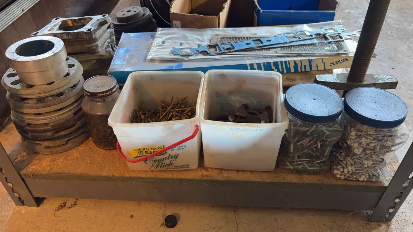 Assorted Automotive Engine Parts Pulleys Spacers and Hardware Lot