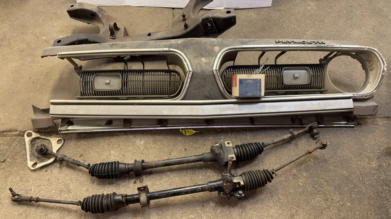 Plymouth Barracuda Grille Assembly Steering Racks and K-Member Lot