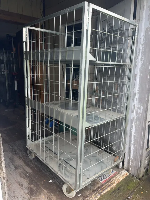 Heavy-Duty Steel Security Cage Cart Rolling Utility Trolley
