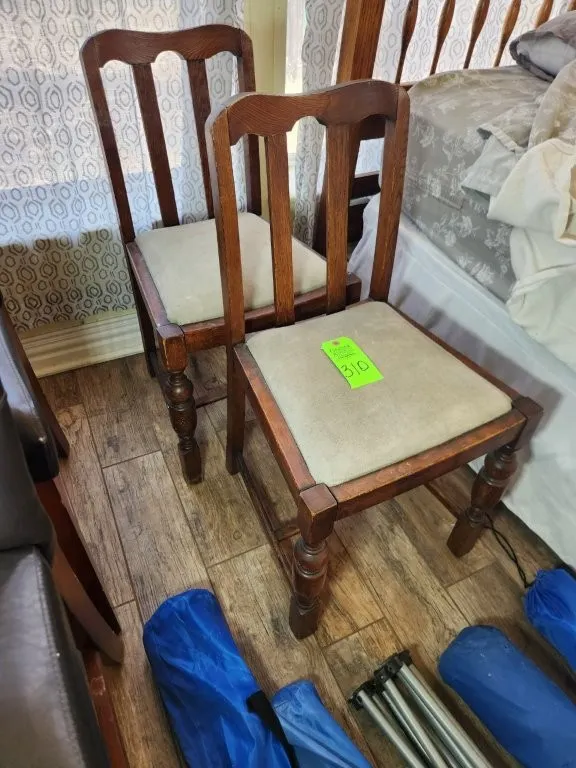 Two Wooden Padded Chairs