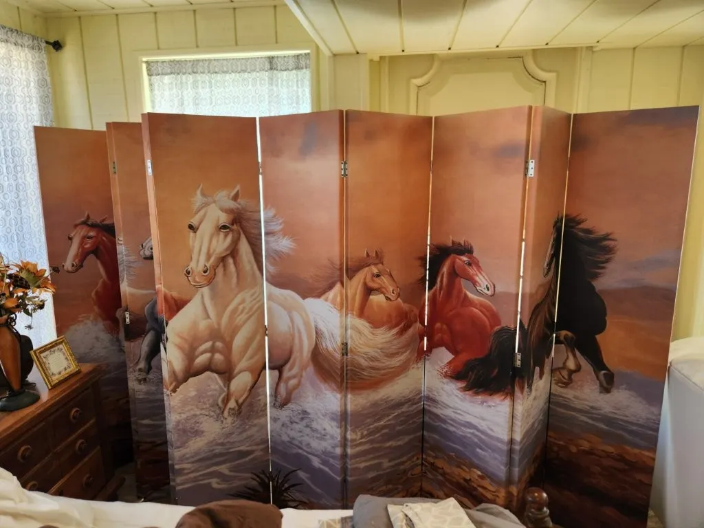 Dressing Screen w/ Horses (10 Panels) & Cherry Blossom Dressing Screen