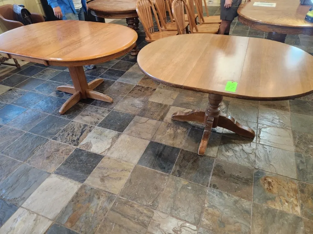 2 Oak Dining Tables w/ Leaves