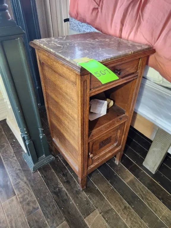 Antique Wooden Marble Top Table