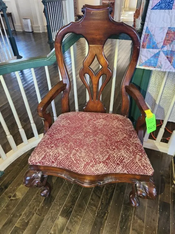 Vintage Queen Anne-Style Mahogany Armchair 2 ct.