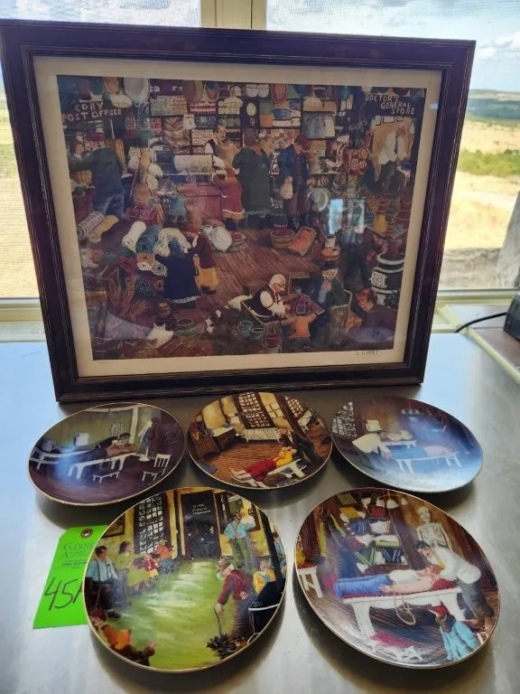 Gerald Lee Nees Painting - Doctor's General Store (128/200) & Collector Plates