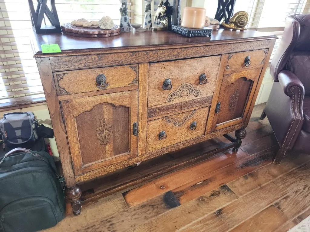 Antique Carved Oak Sideboard Buffet