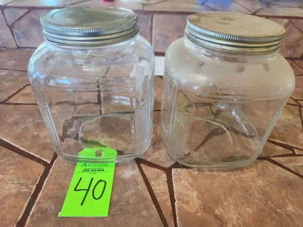 2 Square Glass Canister Jars