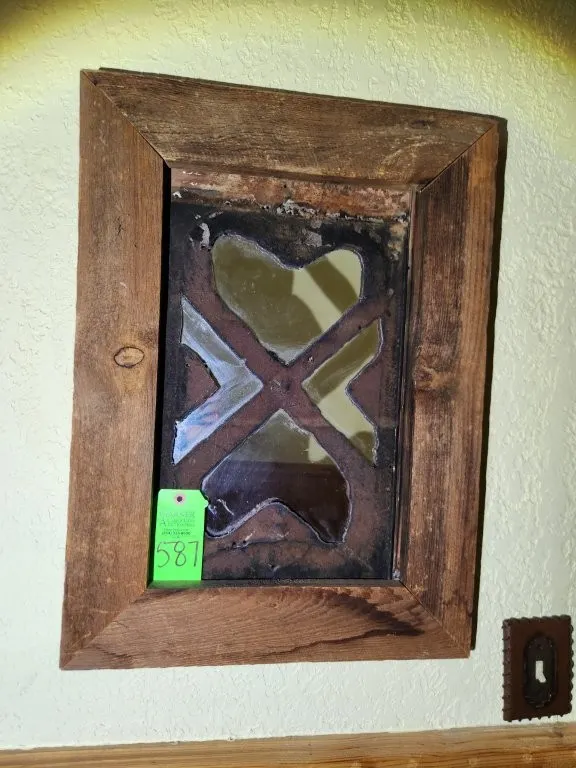 Wood Frame Mirror w/ Metal Work