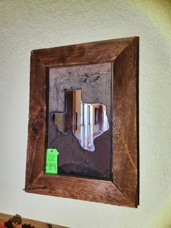 Texas Wood Frame Mirror w/ Metal Work