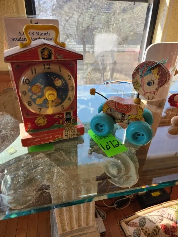 Fisher Price Music Teaching Clock Teaching Box & Patch Pony Pull Toy