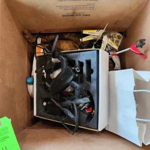 Drone, Remote Control Helicopter, & Toys in Box