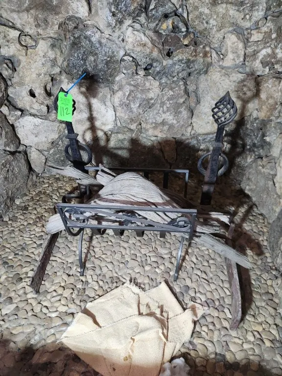 Wrought Iron Fireplace Grate & Andiron