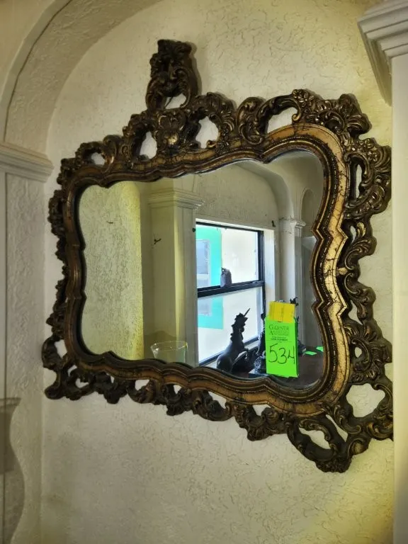 Mirror w/ Plastic Ornate Frame