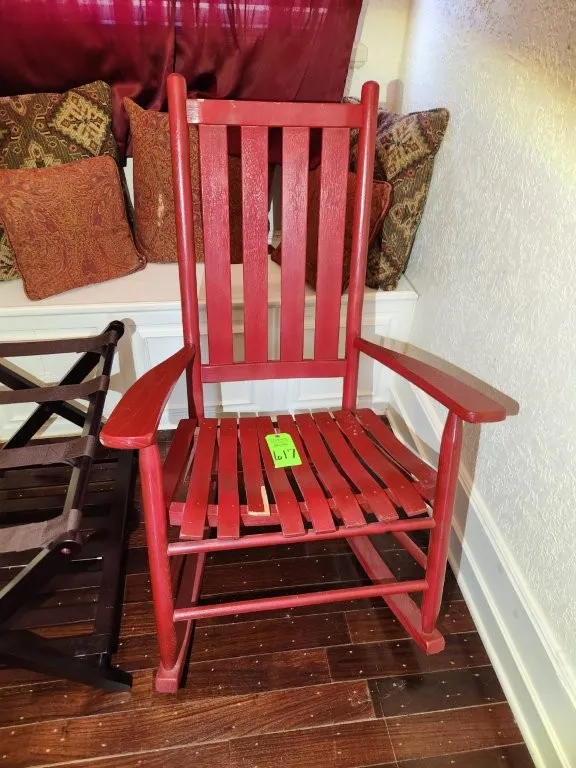 Red Wooden Rocking Chair