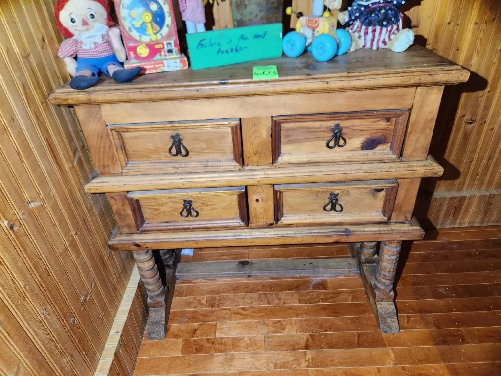 Pine Console Table with Drawers