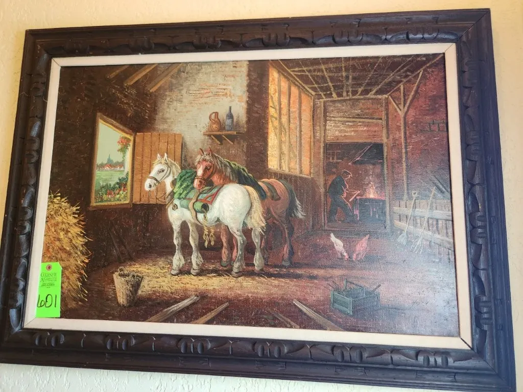 Horses In The Stable Painting