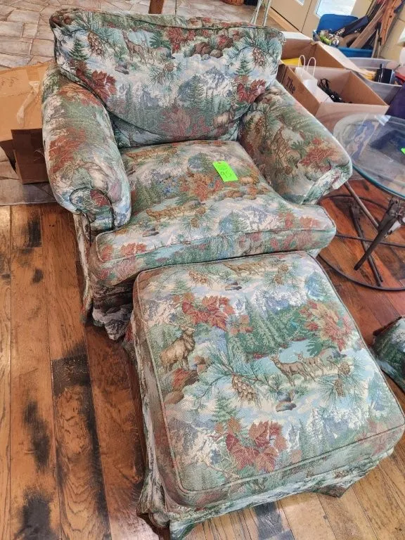Upholstered Chair & Ottoman