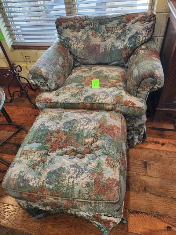 Upholstered Chair & Ottoman