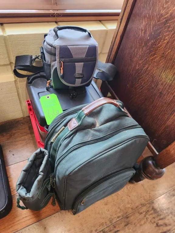 Green Picnic/Camping Backpack, Camera, & Cooler