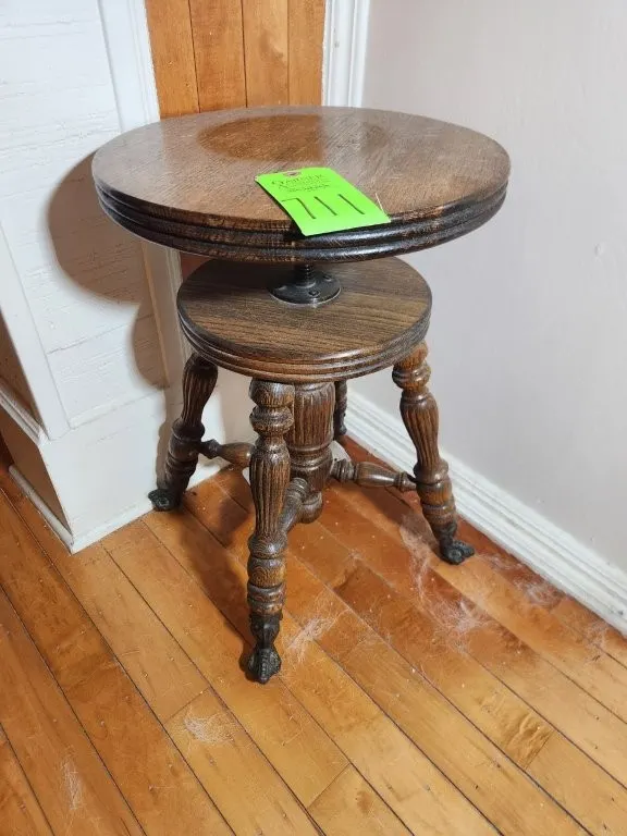 Piano Stool w/ Ornate Claw Feet