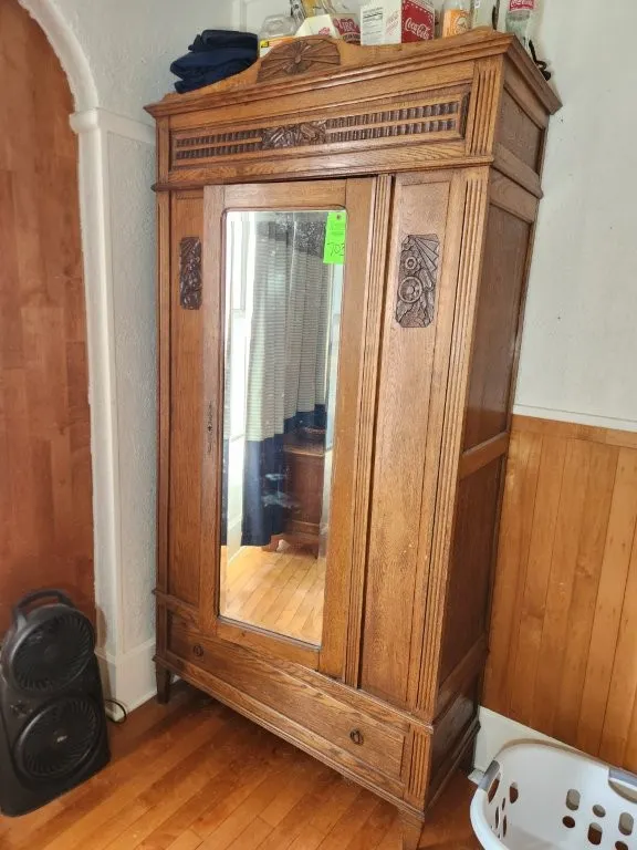 Oak Armoire w/ Beveled Mirror