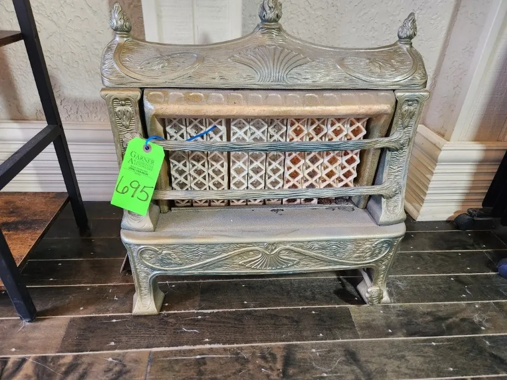 Antique Cast Iron & Ceramic Gas Heater