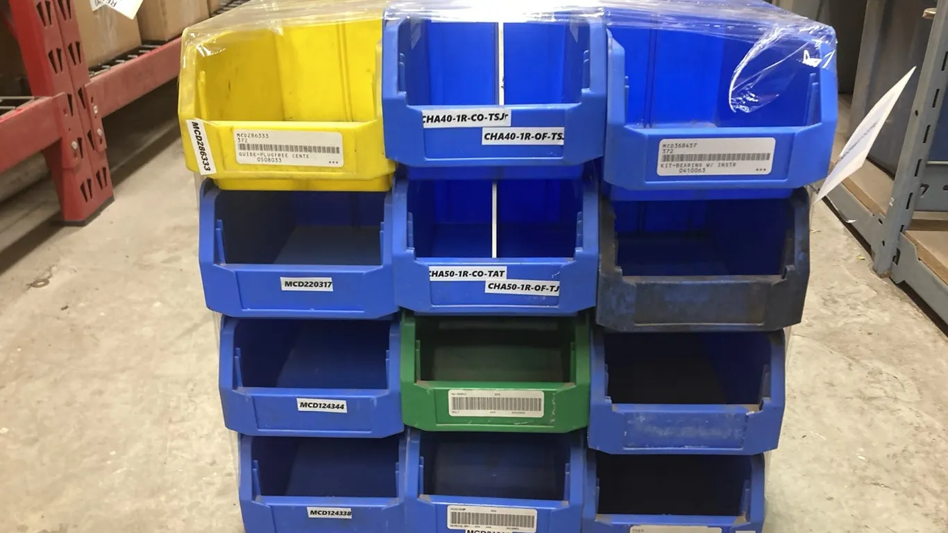 Bundle with (12) 7 1/2" x 5" x 4 1/2" Poly Storage Bins