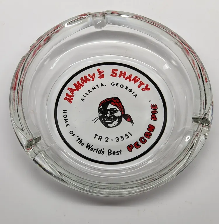 GLASS ADVERTISING ASHTRAY MAMMY'S SHANTY ATLANTA GEORGIA